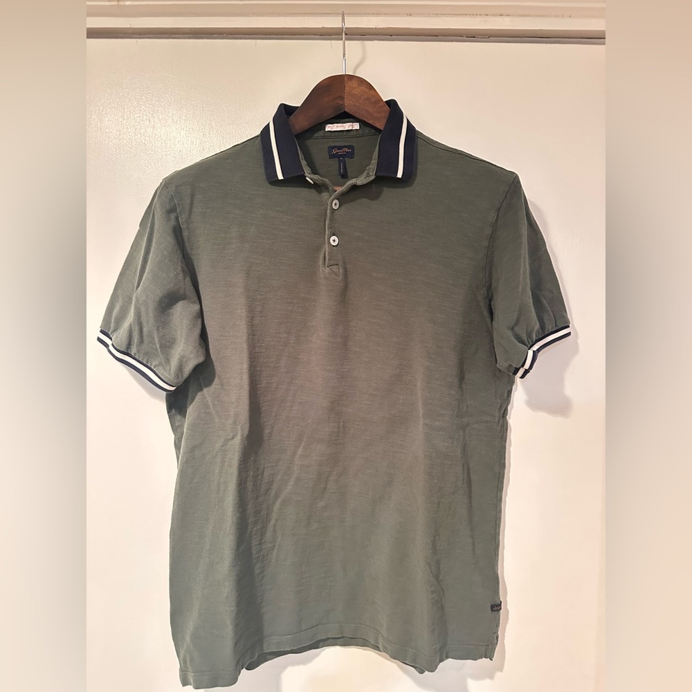 Classic Olive Polo Shirt with Navy Accents